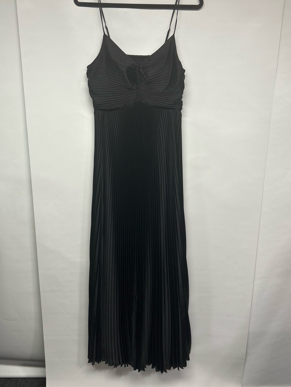 White House Black Market Black Pleated Maxi Slip Dress